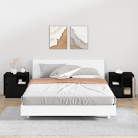 vidaXL Sängbord 2 st svart 50x34x50 cm massivt furuträ