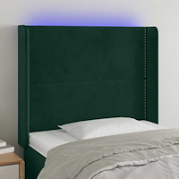 vidaXL Sänggavel LED mörkgrön 83x16x118/128 cm sammet
