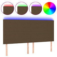 vidaXL Sänggavel LED mörkbrun 160x5x118/128 cm tyg