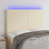 vidaXL Sänggavel LED gräddvit 144x5x118/128 cm konstläder