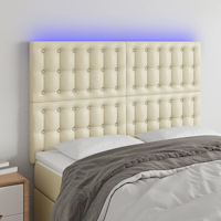 vidaXL Sänggavel LED gräddvit 144x5x118/128 cm konstläder