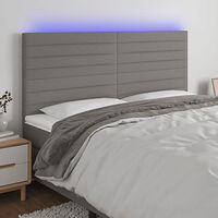 vidaXL Sänggavel LED mörkgrå 160x5x118/128 cm tyg
