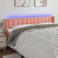 vidaXL Sänggavel LED rosa 203x16x78/88 cm sammet