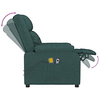 vidaXL Massagefåtölj mörkgrön tyg