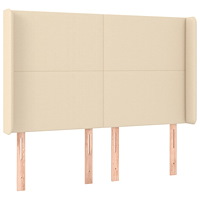 vidaXL Sänggavel LED gräddvit 147x16x118/128 cm tyg