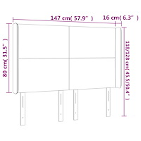 vidaXL Sänggavel LED gräddvit 147x16x118/128 cm tyg