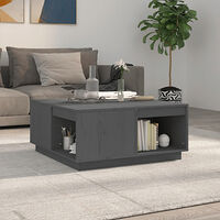 vidaXL Soffbord grå 80x81x36,5 cm massivt furu