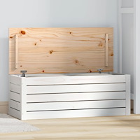 vidaXL Förvaringslåda vit 89x36,5x33 cm massiv furu
