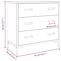 vidaXL Byrå 75x35x70 cm massiv furu