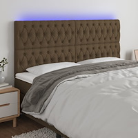 vidaXL Sänggavel LED mörkbrun 180x7x118/128 cm tyg