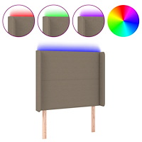 vidaXL Sänggavel LED taupe 93x16x118/128 cm tyg