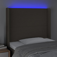 vidaXL Sänggavel LED taupe 93x16x118/128 cm tyg