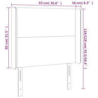 vidaXL Sänggavel LED taupe 93x16x118/128 cm tyg
