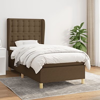 vidaXL Ramsäng med madrass mörkbrun 90x190 cm tyg