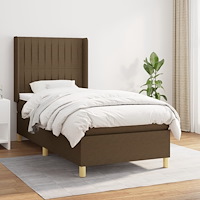 vidaXL Ramsäng med madrass mörkbrun 90x190 cm tyg