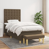 vidaXL Ramsäng med madrass mörkbrun 90x200 cm tyg
