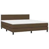 vidaXL Ramsäng med madrass mörkbrun 160x200 cm tyg