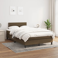 vidaXL Ramsäng med madrass mörkbrun 120x200 cm tyg