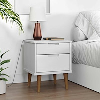vidaXL Sängbord MOLDE vit 40x35x48 cm massiv furu