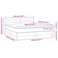 vidaXL Ramsäng med madrass & LED gräddvit 180x200 cm tyg