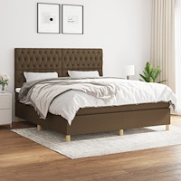 vidaXL Ramsäng med madrass mörkbrun 180x200 cm tyg