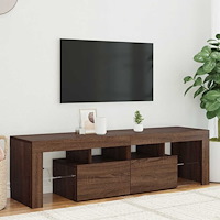 vidaXL Tv-bänk med LED-belysning brun ek 140x36,5x40 cm
