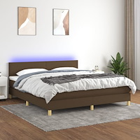 vidaXL Ramsäng med madrass & LED mörkbrun 160x200 cm tyg