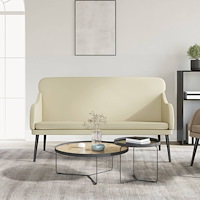 vidaXL Bänk gräddvit 110x76x80 cm konstläder