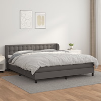 vidaXL Ramsäng med madrass grå 160x200 cm konstläder