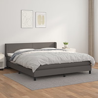 vidaXL Ramsäng med madrass grå 160x200 cm konstläder