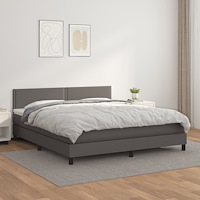 vidaXL Ramsäng med madrass grå 160x200 cm konstläder