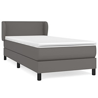 vidaXL Ramsäng med madrass grå 90x190 cm konstläder