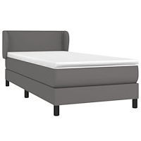 vidaXL Ramsäng med madrass grå 90x190 cm konstläder