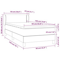 vidaXL Ramsäng med madrass grå 90x190 cm konstläder