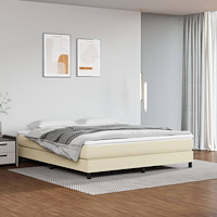 vidaXL Boxspring-sängram gräddvit 180x200 cm konstläder