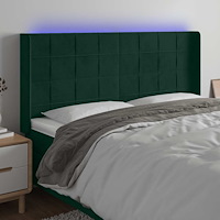 vidaXL Sänggavel LED mörkgrön 203x16x118/128 cm sammet