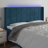 vidaXL Sänggavel LED mörkblå 203x16x118/128 cm sammet