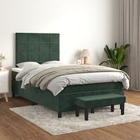 vidaXL Ramsäng med madrass mörkgrön 120x200 cm sammet