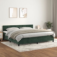 vidaXL Ramsäng med madrass mörkgrön 200x200 cm sammet