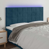 vidaXL Sänggavel LED mörkblå 200x5x118/128 cm sammet