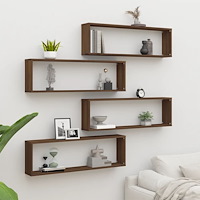 vidaXL Vägghyllor 4 st brun ek 100x15x30 cm konstruerat trä