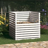 vidaXL Kompostlåda vit 100x100x102 cm massiv furu