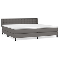 vidaXL Ramsäng med madrass grå 200x200 cm konstläder