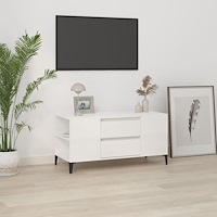vidaXL Tv-bänk vit högglans 102x44,5x50 cm konstruerat trä