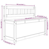 vidaXL Bänk svart 110x41x76,5 cm massiv furu