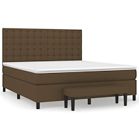 vidaXL Ramsäng med madrass mörkbrun 180x200 cm tyg