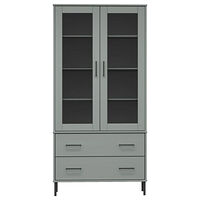 vidaXL Bokhylla med metallben OSLO grå 85x35x172,5 cm massivt trä