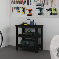 vidaXL Skobänk svart 78,5x50x80 cm massiv furu