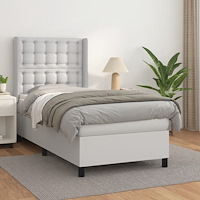 vidaXL Ramsäng med madrass vit 80x200 cm konstläder