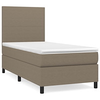 vidaXL Ramsäng med madrass taupe 90x190 cm tyg